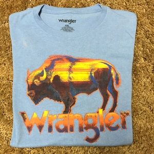 Wrangler T Shirt with Bison Graphic size XXL Blue